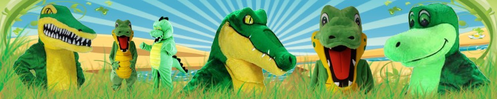 Mascotte de costumes de crocodile ✅ Chiffres courants chiffres publicitaires ✅ Boutique de costumes de promotion ✅