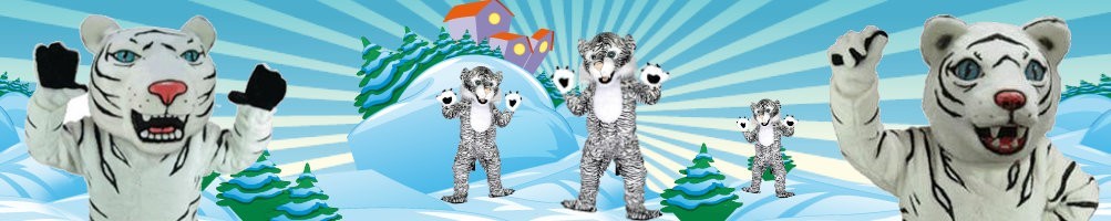 Maskotki kostiumów śnieżnego tygrysa ✅ figurki do biegania figurki reklamowe ✅ sklep z kostiumami promocyjnymi ✅