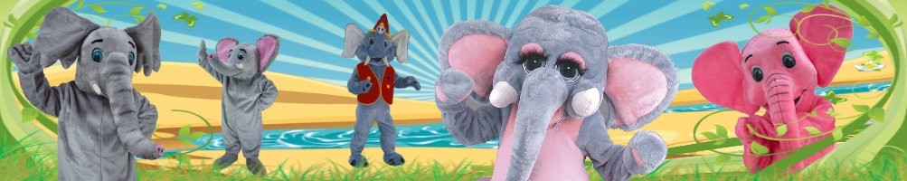 Costumes d'éléphant Mascottes ✅ Chiffres en cours d'exécution Chiffres publicitaires ✅ Boutique de costumes de promotion ✅