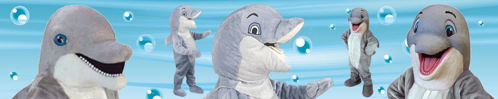 Mascotte de costumes de dauphin ✅ Chiffres courants chiffres publicitaires ✅ Boutique de costumes de promotion ✅